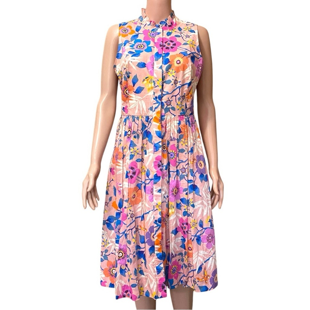 J. Crew Liberty Fabric Pavillion MIDI Length Floral Spring Dress Sleeveless